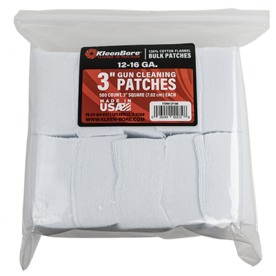 KleenBore Cleaning Patches 3" 12-16 BORE (500 Pack) (CP19B)