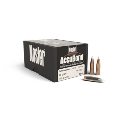 Nosler AccuBond 6mm .243 90Grn Spitzer 50 Pack NSL56357