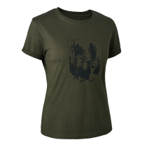 Deerhunter Ladies T-Shirt With Deerhunter Shield (UK 10) (BARK GREEN) (8389)